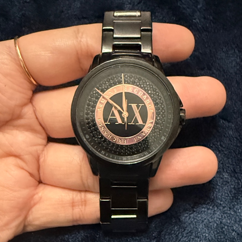 Armani Exchange Black and Gold Womens Watch
